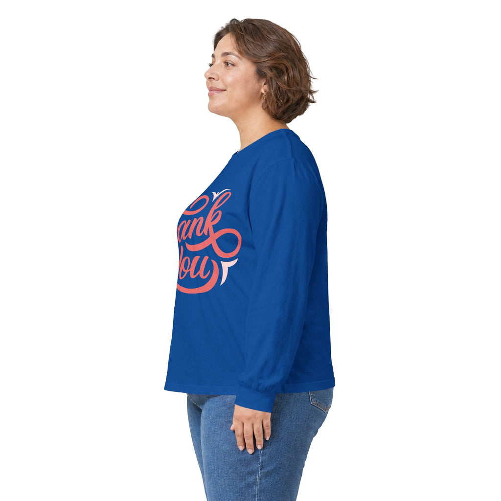 Thank You Script long sleeve tee | Thank You lettering shirt, gratitude design