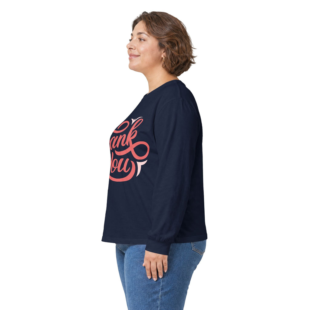 Thank You Script long sleeve tee | Thank You lettering shirt, gratitude design