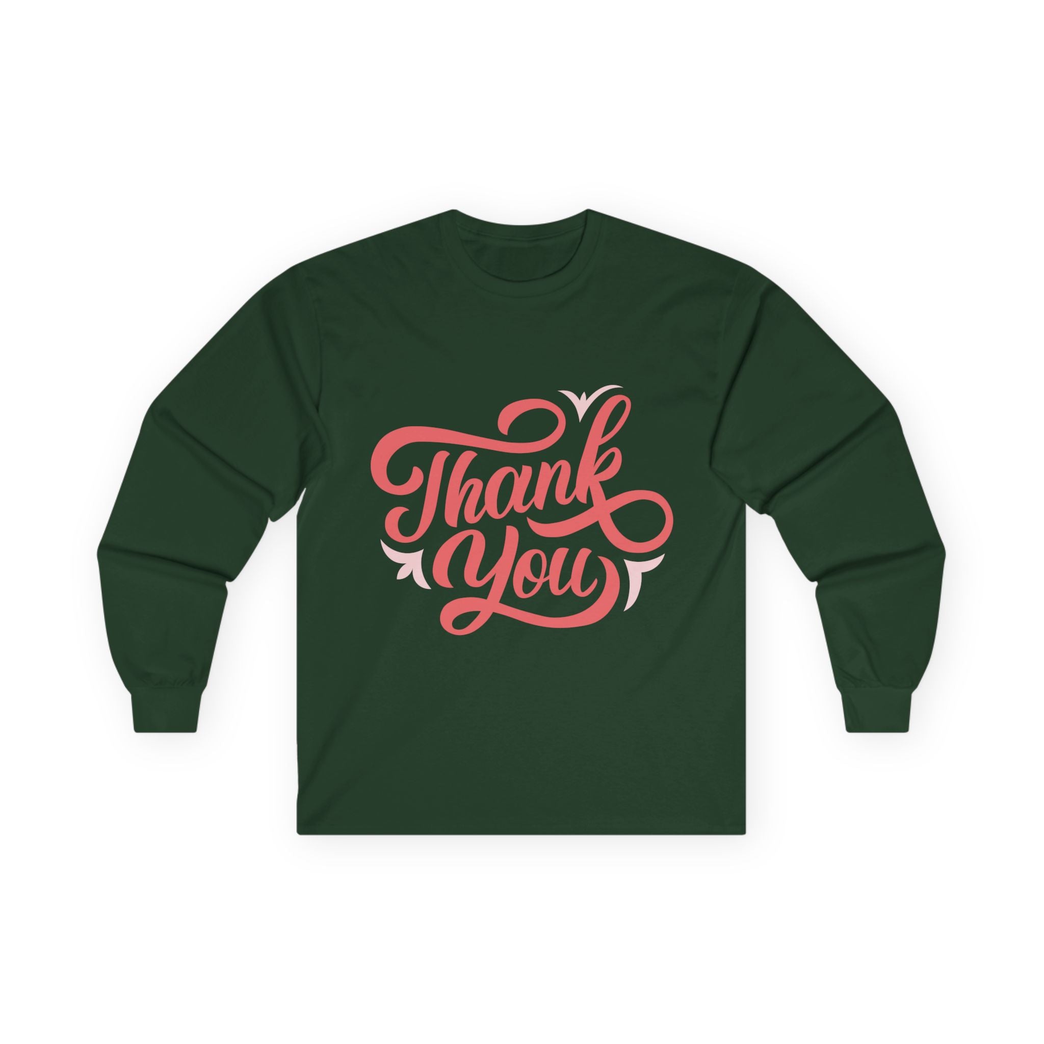 Thank You Script long sleeve tee | Thank You lettering shirt, gratitude design
