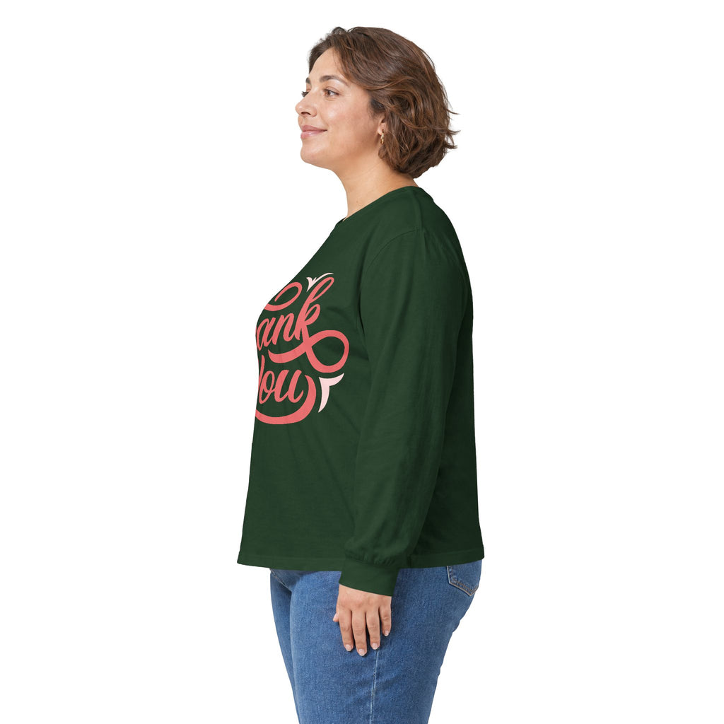 Thank You Script long sleeve tee | Thank You lettering shirt, gratitude design